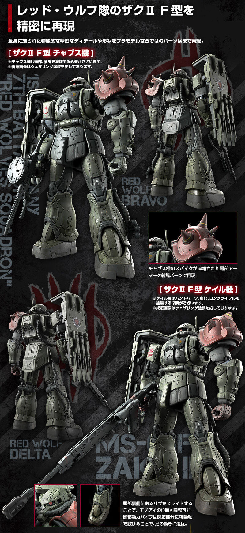 PREMIUM BANDAI HG Zaku II F Type Chubs &amp; Kale + Zaku II (Unidentified Type) Solari Custom Parts Set (RFV)